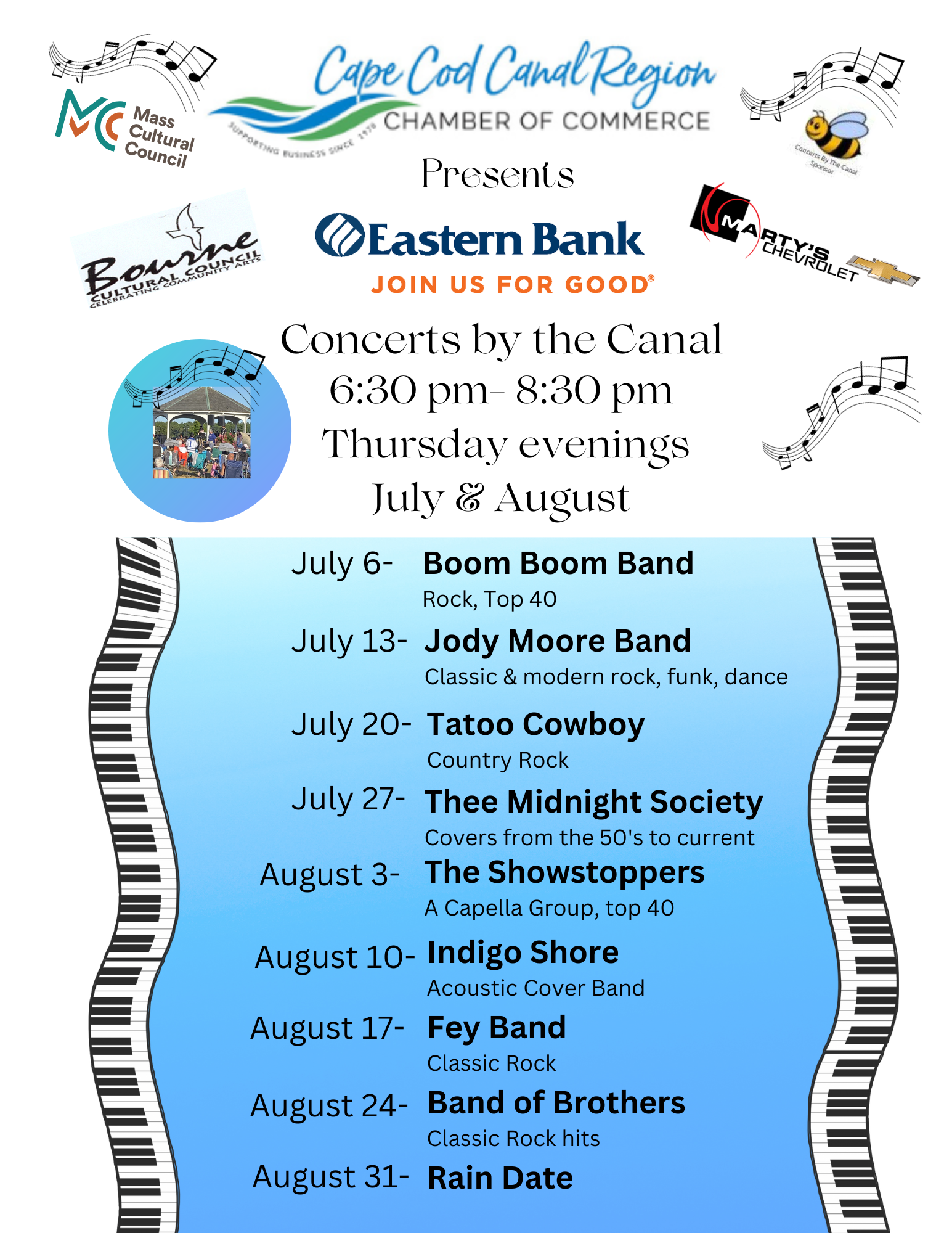 Cape Cod Canal Concerts in the Park 2023 in Buzzards Bay MA Cape Cod
