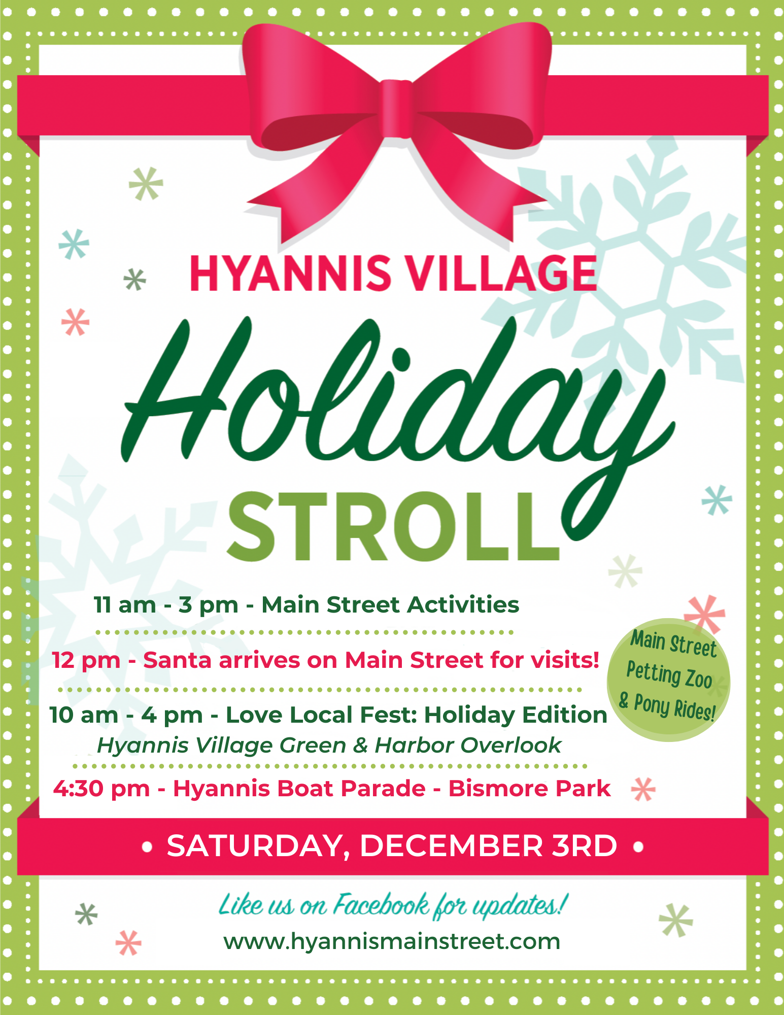 Hyannis Village Christmas Stroll and Holiday Events 2022 Cape Cod